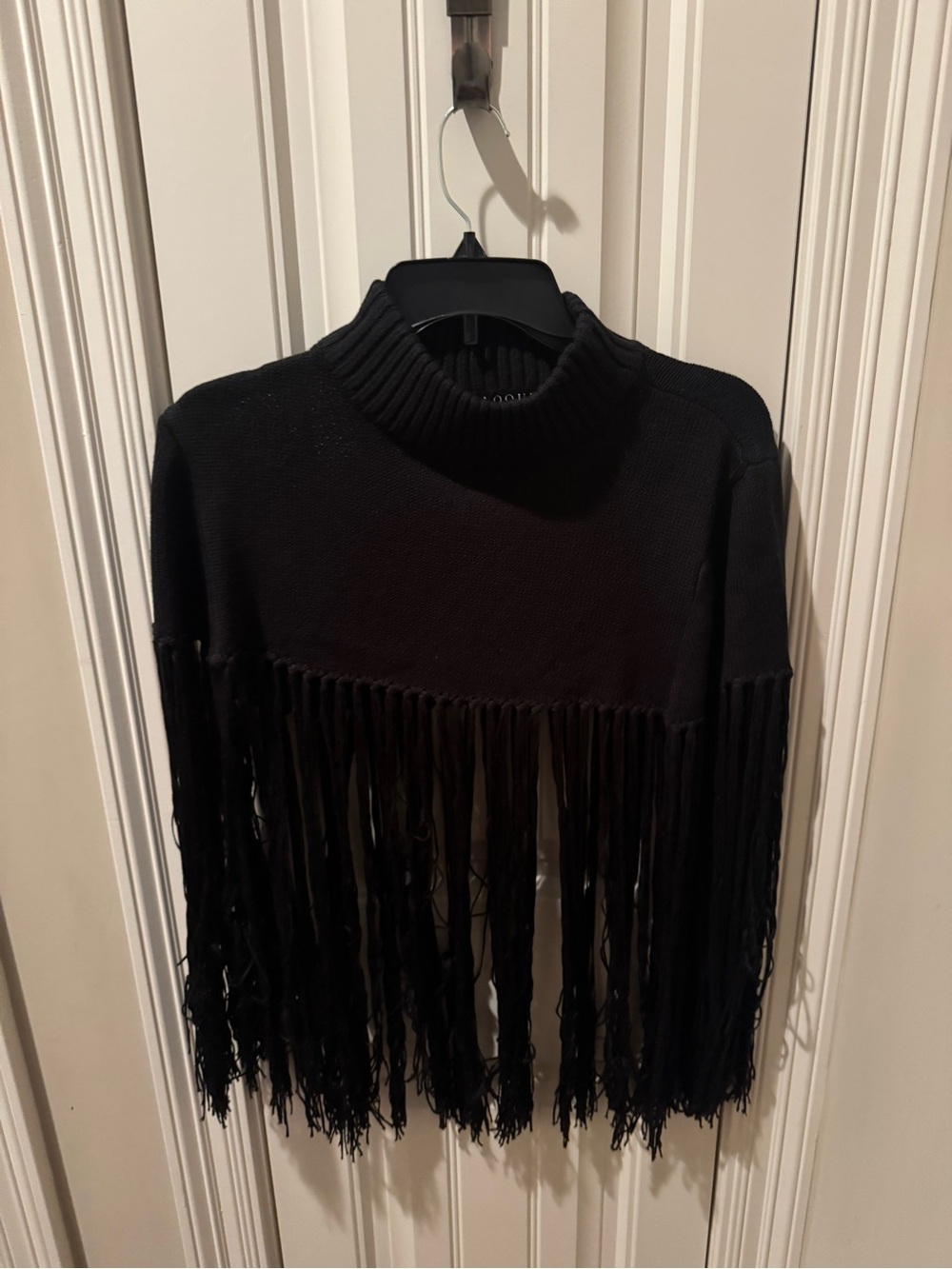 Eloquii Black Fringed Turtleneck Sweater